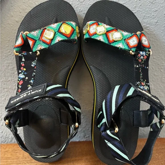 Kurt Geiger Black Platform Olivia Sandals Women Size 8 - Picture 8 of 13